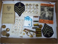 Military pins, buttons, & paper
