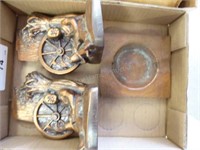 Set of book ends - PMG & hammer copper folk art as
