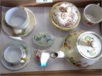 Assorted dishes: Daulton, Hall's teapot, Austria c