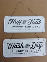 2 Laundry Metal Signs 4" X 10"