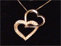 Sterling Silver Diamond Open Heart Necklace
