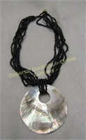Black Bead & Shell Necklace