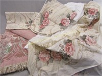 Floral Queen Bed Skirt, Two Shams & Matching