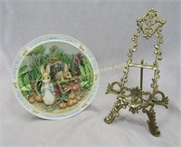 Beatrix Potter Musical Plate & Brass Plate Stand