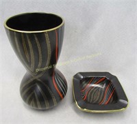 Black Vase & Ashtray made in Germany