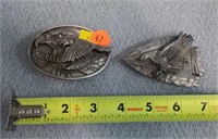 2- Eagle Pewter Belt Buckles