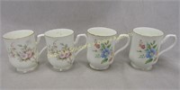 4 Shanty bone china mugs floral pattern