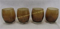 4 glass candle holders