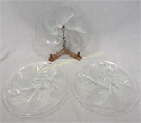 3 Glass Oyster Serving Trays