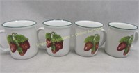 4 Strawberry Patterned Mugs