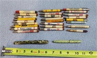 24- Adv. Bullet Pencils & 2- Antique Parts Pens