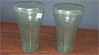 2 VINTAGE 8.25" PLASTIC COKE GLASSES WITH TOPS