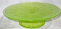 Green Vaseline Glass Dessert Stand