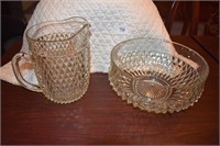 PRESSED GLASS BOWL AND PITCHER
