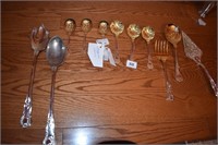 SPOONS SERVING PIECES W/ GOLD WASH SHELL DESIGN
