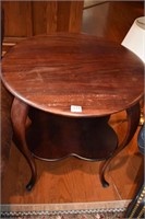 MAHOGANY 2 TIER ANTIQUE TABLE 27" ROUND LOWER