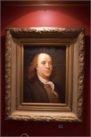 BEN FRANKLIN OIL ON CANVAS CABALLERO IN GOLD