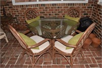 GLASS TOP TABLE AND 4 CHAIRS - 42" X 42" X 29" H