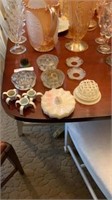 LOT OF FLORAL HOLDERS AND CANDLE