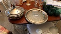 TWO SILVERPLATE SERVING TRAYS