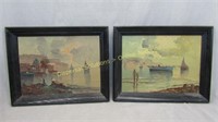 2 Mediterranean Coastal Paintings signed Marinelli