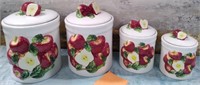 11 - LOT OF 4 RED APPLE CANISTERS