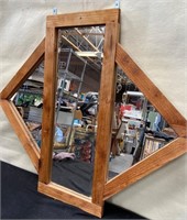 11 - UNIQUE WOOD FRAMED WALL MIRROR