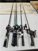 5 poles with reels