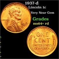 1937-d Lincoln 1c Grades Choice+ Unc RD