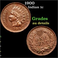 1900 Indian 1c Grades AU Details