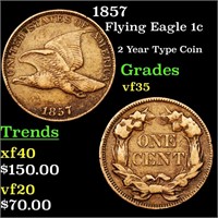 1857 Flying Eagle 1c Grades vf++