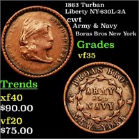 1863 Turban Liberty NY-630L-2A cwt Grades vf++