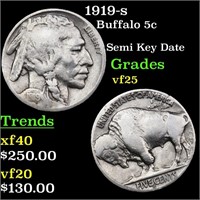 1919-s Buffalo 5c Grades vf+