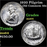 1920 Pilgrim Old Commem 50c Grades Choice Unc