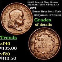 (1863) Army & Navy Scarce Franklin Token NY-630-L-