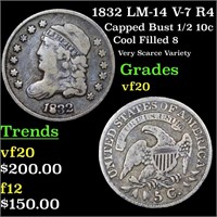 1832 LM-14 V-7 R4 Capped Bust 1/2 10c Grades vf, v