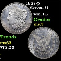 1887-p Morgan $1 Grades Select Unc