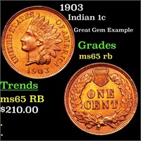 1903 Indian 1c Grades GEM Unc RB