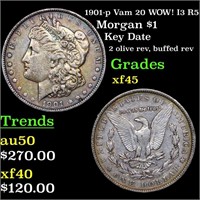 1901-p Vam 20 WOW! I3 R5 Morgan $1 Grades xf+