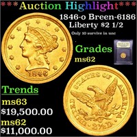 *Highlight* 1846-o Breen-6186 Liberty $2 1/2 Grade