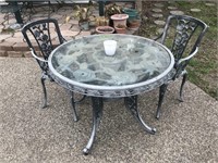 Metal & Glass Top Table & Chairs