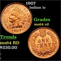 1907 Indian 1c Grades Choice Unc RD