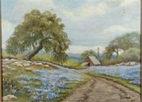 M Bifano Blue Bonnet On Canvas