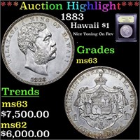 *Highlight* 1883 Hawaii $1 Graded Select Unc