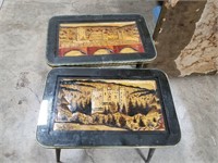 2  Vintage German Black Forest carved tables