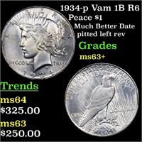 1934-p Vam 1B R6 Peace $1 Grades Select+ Unc