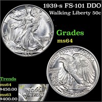 1939-s FS-101 DDO Walking Liberty 50c Grades Choic