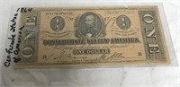 CONFEDERATE STATES OF AMERICA $1 BILL-1864