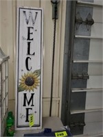 47 X 10 WOOD WELCOME SIGN W/ METAL LETTERS