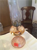 Pink glass oil lamp